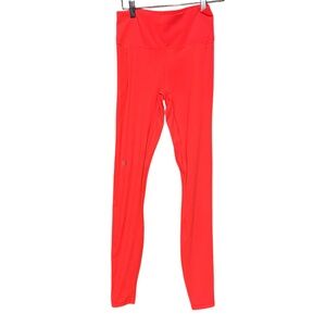 Under Armour Fitted Bright Coral Red Orange Leggings with Pockets Size Small